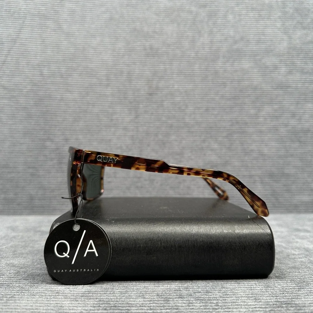 Quay Australia Let It Run Polarized Sunglasses Tortoise Square Frame NEW